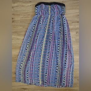 Torrid Strapless Tribal Print Lined Maxi Zip Back Dress Multicolor Womens-18